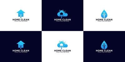 huis schoonmaak logo collectie vector