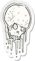 retro noodlijdende sticker van een cartoon enge schedel vector