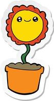 sticker van een cartoonbloem vector