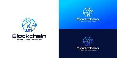 blockchain-technologie logo-ontwerpinspiratie, wereldbol, bol met pijlen vector