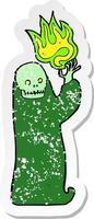 retro noodlijdende sticker van een cartoon die met halloween ghoul zwaait vector
