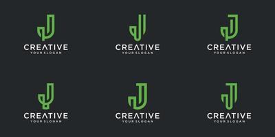 set letter j creatief en slim concept vector