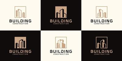 set van abstracte gebouw logo sjabloon vector