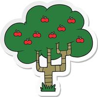 sticker van een cartoon-appelboom vector