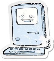 retro noodlijdende sticker van een cartoon oude computer vector