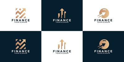 een verzameling financiële logo's, pijlontwerpen voor bedrijven, advies, financieel vector