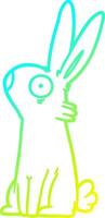 koude gradiënt lijntekening cartoon geschrokken konijn vector
