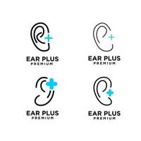 set oor plus hoorzorg kliniek logo vector
