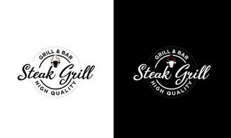 barbecue grill eten rundvlees en biefstuk logo vector