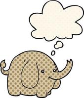 cartoon olifant en gedachte bel in stripboekstijl vector