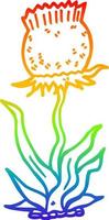 regenbooggradiënt lijntekening cartoon wilde bloem vector