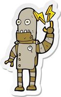 sticker van een cartoon oude robot vector