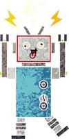 retro illustratie stijl cartoon gekke gebroken robot vector