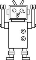 lijntekening cartoon gekke robot vector