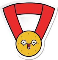 sticker van een leuke cartoon gouden medaille vector