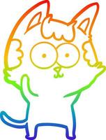 regenbooggradiënt lijntekening happy cartoon kat vector