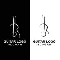 gitaar logo ontwerp, muziekinstrument vector pictogram illustratie