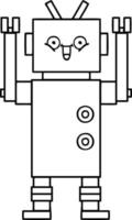 lijntekening cartoon gelukkige robot vector