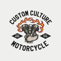 handgetekende vintage stijl van motorfiets en garage logo badge vector