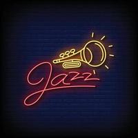 neonreclame jazz met bakstenen muur achtergrond vector