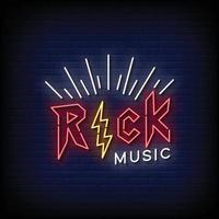 neonreclame rockmuziek met bakstenen muur achtergrond vector