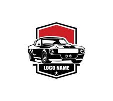 Amerikaanse muscle car vector logo geïsoleerd op een witte achtergrond.