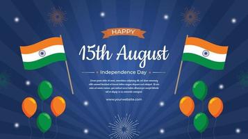 15 augustus Indiase onafhankelijkheidsdag banner vector