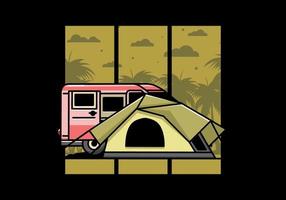 van auto en camping tent illustratie ontwerp vector