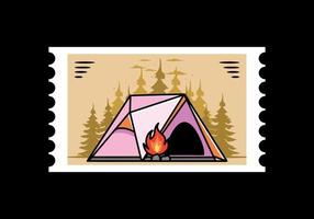 driehoek camping tent en vreugdevuur illustratie ontwerp vector