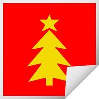 vierkante peeling sticker cartoon kerstboom vector