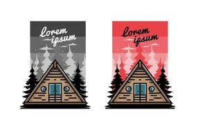 driehoek houten hut illustratie ontwerp vector