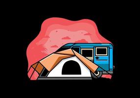 van auto en camping tent illustratie ontwerp vector