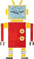 retro illustratiestijl cartoon huilende robot vector