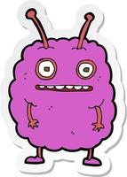 sticker van een cartoon grappig buitenaards monster vector