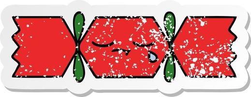 verontruste sticker van een schattige cartoon-kerstkraker vector