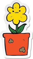 sticker van een cartoon kamerplant vector