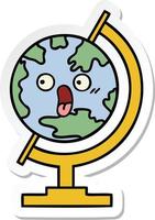 sticker van een schattige cartoonbol van de wereld vector