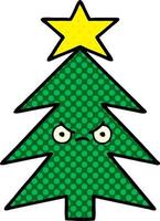 cartoon kerstboom in stripboekstijl vector