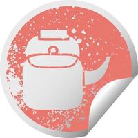 noodlijdende circulaire peeling sticker symbool waterkoker pot vector