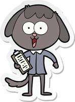 sticker van een schattige tekenfilmhond die een kantoorshirt draagt vector