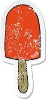 verontruste sticker van een cartoon lolly vector