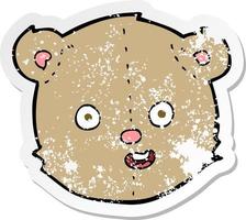 retro noodlijdende sticker van een cartoon teddybeer hoofd vector