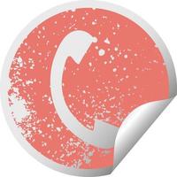 verontruste circulaire peeling sticker symbool telefoonhoorn vector