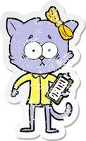 noodlijdende sticker van een cartoonkat vector