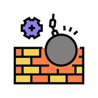 muur gebouw constructie ontmanteling kleur pictogram vectorillustratie vector