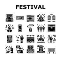 muziek festival band apparatuur pictogrammen instellen vector