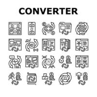 converter applicatie collectie iconen set vector