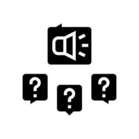 antwoorden op vragen van de media glyph pictogram vectorillustratie vector