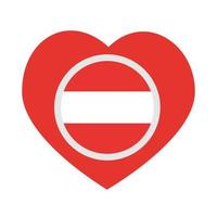 vectorpictogram, rood hart met de nationale vlag van Oostenrijk. vector