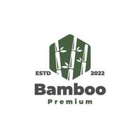 platte groene zeshoek bamboe vector illustratie logo